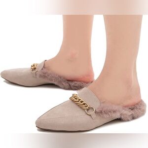 Esprit Beige Mules with Gold Chain